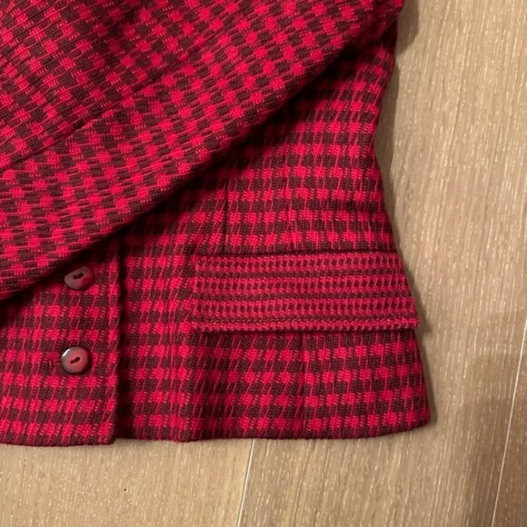Rare Vintage Louis Féraud Red Houndstooth Jacket – Wool/Mohair – Made in Germany - Picture 7 of 15